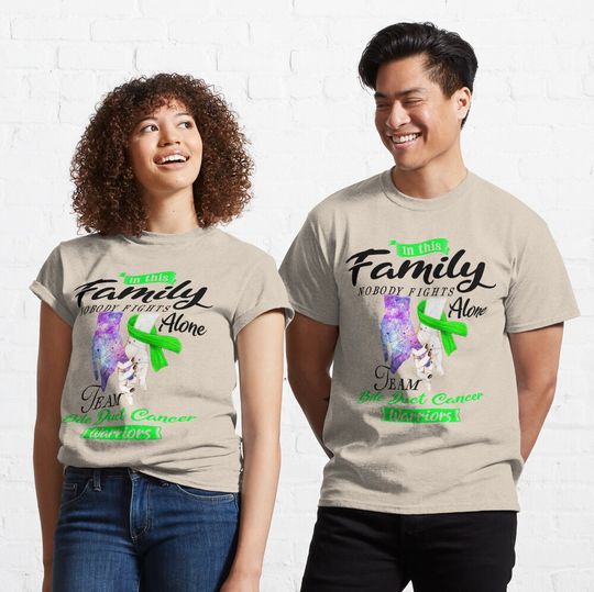 Discover In This Family No One Fights Alone Team Bile Duct Cancer Warrior T-Shirt