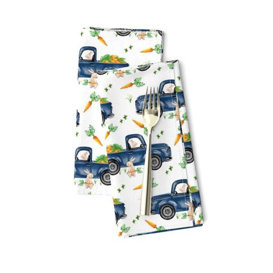 Discover Carrot Trucks White Blue Easter Napkins
