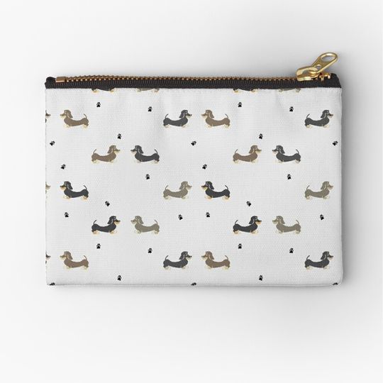 Discover Lots of Wire Haired Sausage dogs and paws Zipper Pouch