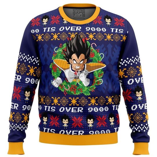 Discover Tis Over 9000 Dragon Ball Z Christmas Ugly Sweater, Anime Sweatshirt