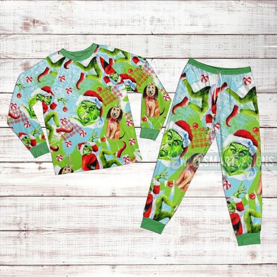 Discover funny character Christmas Pattern Raglan Pajamas Set