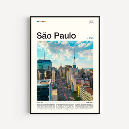 Discover Sao Paulo Poster, Brazil Poster, Brazil Wall Art