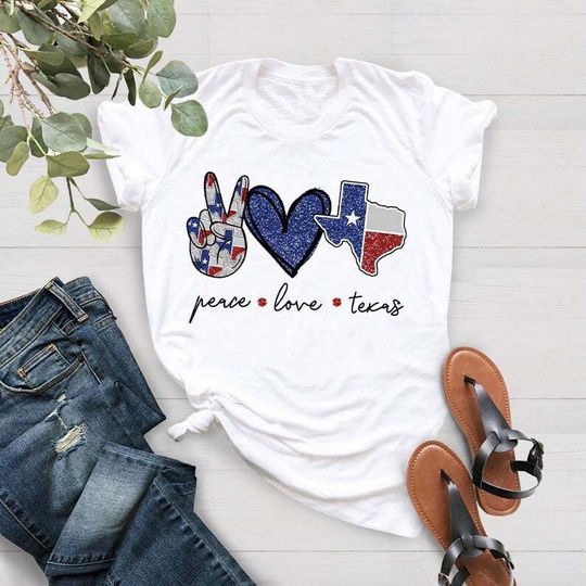 Discover Peace Love Texas Map T-Shirt