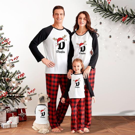 Discover Monogram Custom Your Name Xmas Matching Family Pjs, Christmas Pajamas