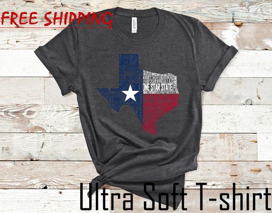 Discover Texas Gray Flag Map Pride Shirt