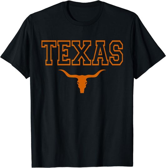 Discover Texas TX USA Bull America Font T-Shirt