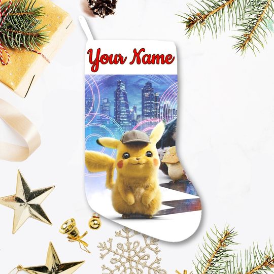 Discover Personalized Detective Pika PKM Christmas Stocking