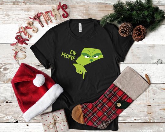 Discover Ew People Shirt, funny character Smiling Face Shirt, Christmas Shirt Gift For Family Xmas
