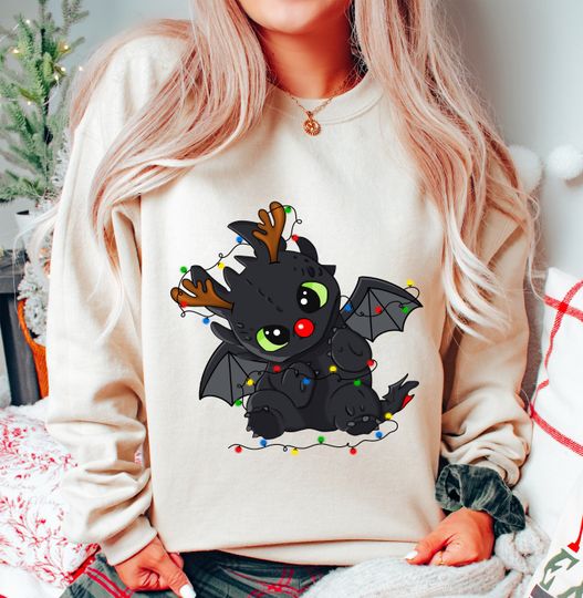 Discover Cute Toothless Christmas Lights Sweatshirt
