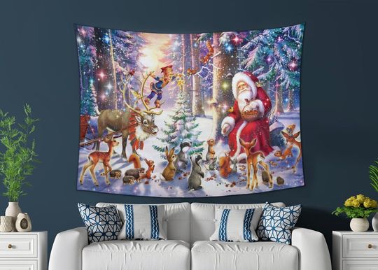 Discover Santa Claus Tapestry Funny Christmas Wall Hangings Christmas Ornaments Animals