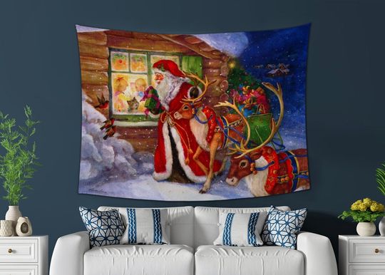 Discover Vintage Christmas Tapestry Funny Wall Hangings Christmas Ornaments Santa Claus