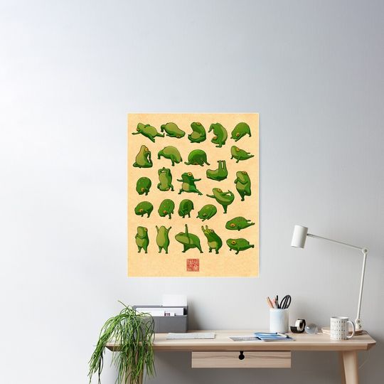 Discover Yoga Frogs Poster No Text Poster