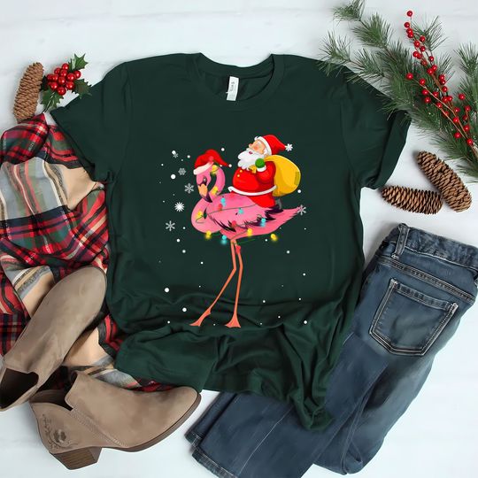 Discover Santa Riding Flamingo Christmas t shirt, Christmas