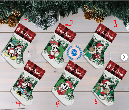 Discover Personalized Family Christmas Stocking, Christmas Classic Mouse Printed Stocking With Name