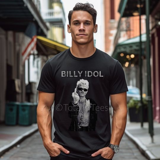Discover BILLY IDOL T Shirt Tee Tshirt Shirt Distressed T-shirt Band Tee Giving the Finger Simple Minimalist