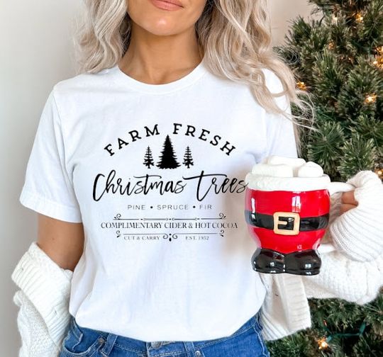 Discover Farm Fresh Christmas Trees Shirt, Pine Spruce Fir, Christmas Gift Ideas