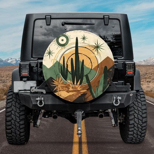 Discover Cacti and Desert Abstract Spare Tire Cover