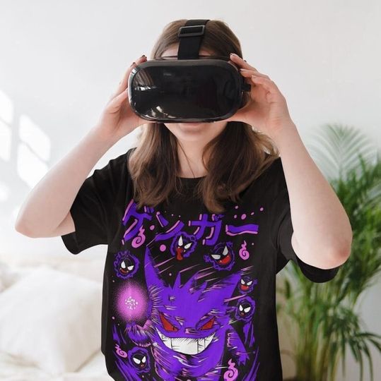 Discover Gengar Ghastly T-Shirt, Ghost Type element Silhouette, Video Game T-Shirt