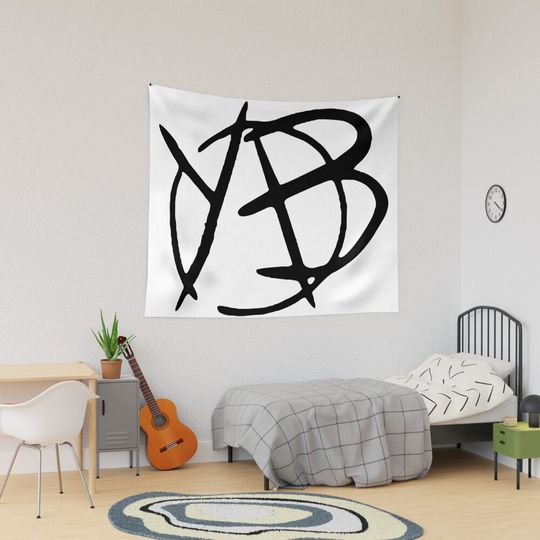 Discover yb black logo Tapestry