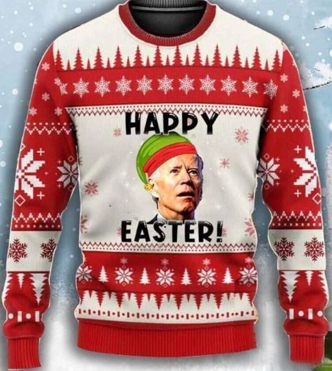 Discover Happy Easter Ugly Christmas Sweater, Biden President Ugly Christmas