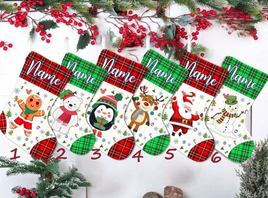 Discover Personalized Red Green Christmas Stockings With Name