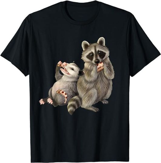 Discover NEW LIMITED Racoon and possum eating pizza  Funny Gift Idea T-Shirt  Size S-5XL