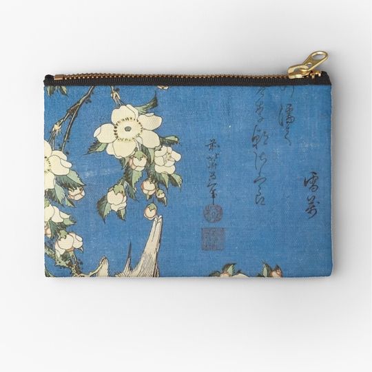 Discover Hokusai - Bullfinch and Weeping Cherry, 1834 Makeup Bag