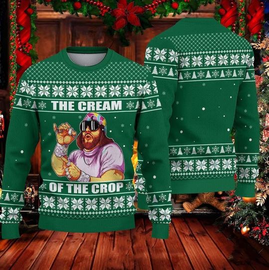 Discover The Cream Of the Crop Macho Man Ugly Christmas Sweater, Macho Man Randy Savage Fans
