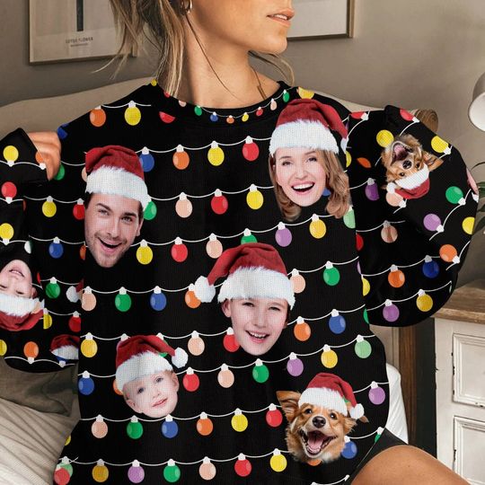 Discover Custom Funny Face Family Christmas Sweatshirt