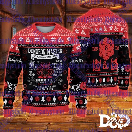 Discover Classes Barbarian Dungeon Master Ugly Sweater, Dungeons and Dragon Ugly Christmas Sweater