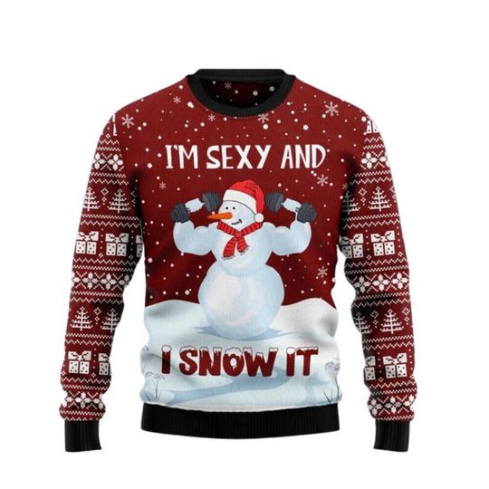 Discover Snowman I'm Sexy And I Snow It Ugly Christmas Sweater Lightweight Christmas Gift