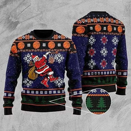 Discover Basketball Santa Ugly Christmas Sweater, Basketball Christmas Sweatshirt, Santa Sweater