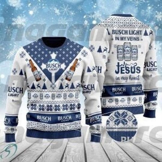 Discover Light Beer In My Veins Jesus In My Heart All-Over Print Sweater