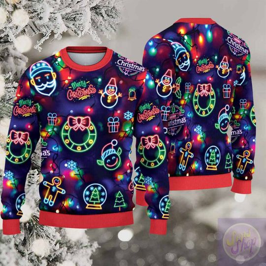Discover Christmas Bright Neon Lighting Ugly Christmas Sweater