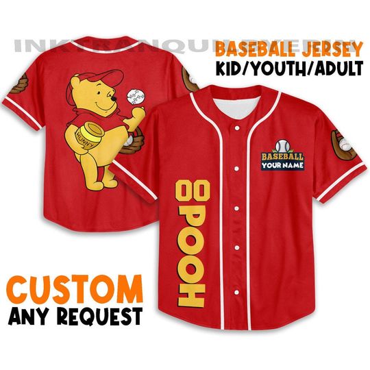 Discover Personalized Pooh Playing Baseball Baseball Jersey