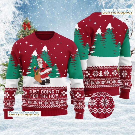 Discover Naughty Santa Ugly Christmas Sweater, Funny Santa Just Doing