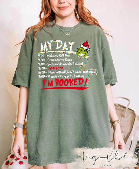 Discover The funny character Christmas Schedule Funny  Shirt, My Day I'm Booked Christmas Shirt