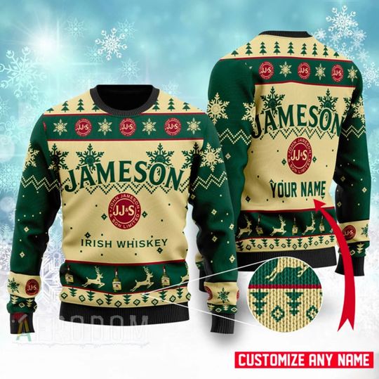 Discover Jamesons Irish Whiskey Custom Personalized Ugly Christmas Sweater