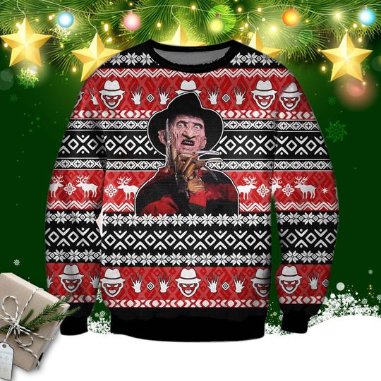 Discover Freddy Krueger A Nightmare On Elm Street Horror Movie Ugly Christmas Sweater  2023 Christmas Holiday Gifts