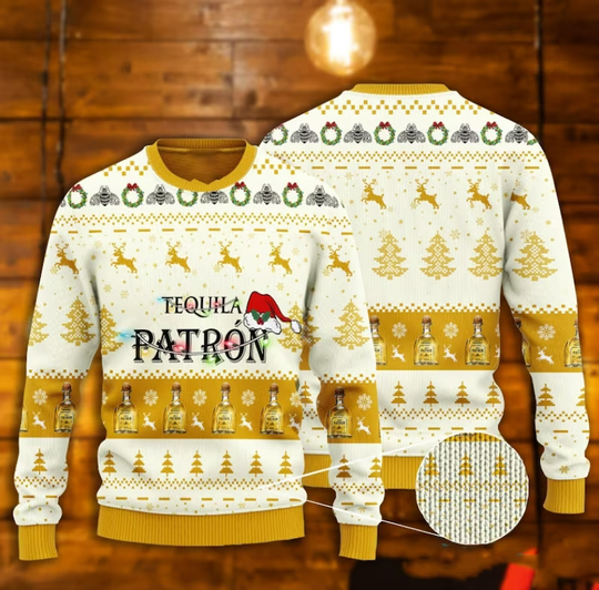 Discover Tequila Patron Christmas Ugly Sweater, Tequila Patron Holiday 3D All Over Print