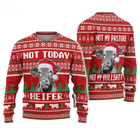 Discover Cow Ugly Christmas Sweater Not Today Heifer, Ugly Christmas Sweater