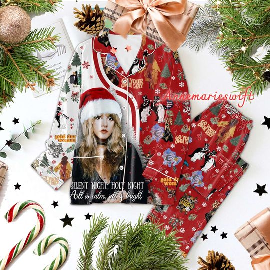 Discover Rock On Gold Dust Long Sleeve Pajamas Set, Stevie Nicks Pajamas Gift