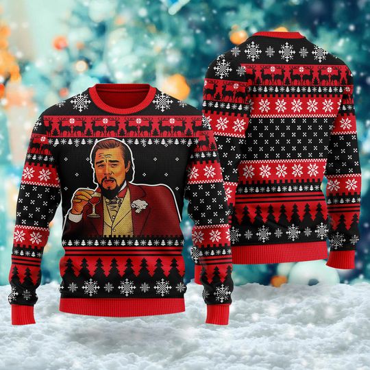 Discover Funny Leo Ugly Christmas 3D Sweater, Man Drinking Wine Xmas 3D Sweater