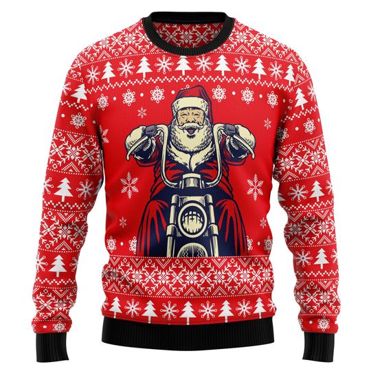 Discover Santa Claus Ride A Motorcycle Ugly Christmas Sweater