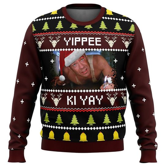 Discover Yippee Ki Yay Ugly Dia Hard Christmas Sweater, Ugly Knitted Sweater