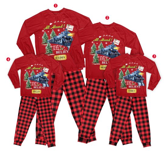Discover Personalized All Aboard To Santa Pajamas Set, Matching Polar Express Family Pajamas