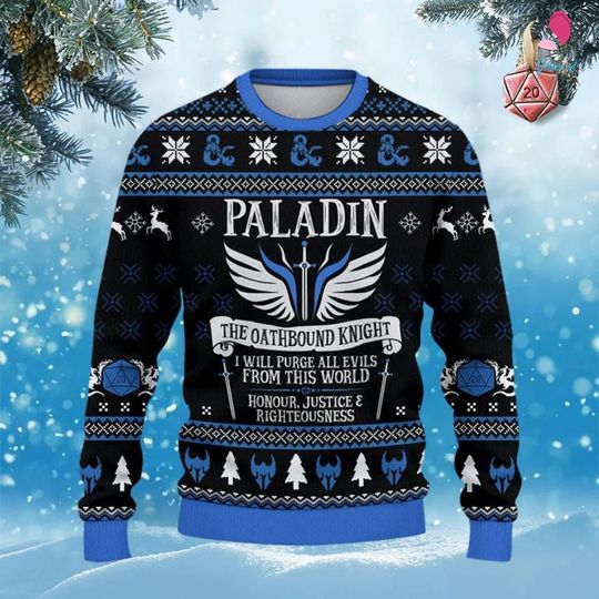 Discover Dungeon Paladin Ugly Christmas Sweater | Dungeons And Dragons Christmas Sweatshirt
