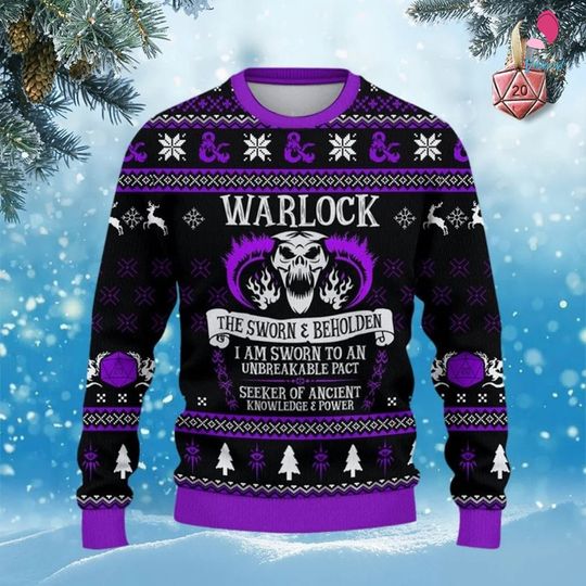 Discover Dungeon Warlock Ugly Christmas Sweater | Dungeons And Dragons Christmas Sweatshirt