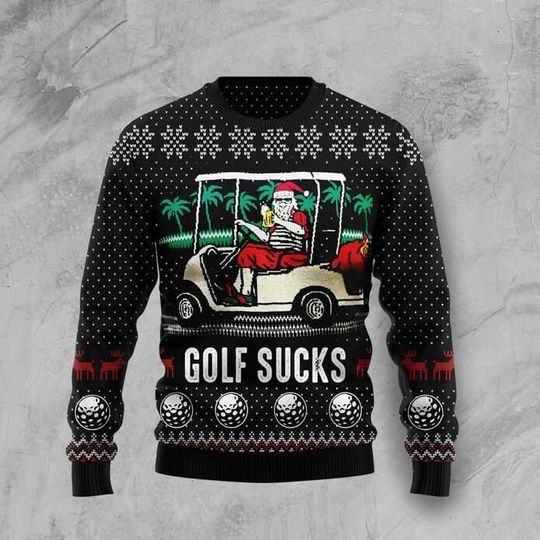 Discover Golf Sucks Ugly Christmas Sweater