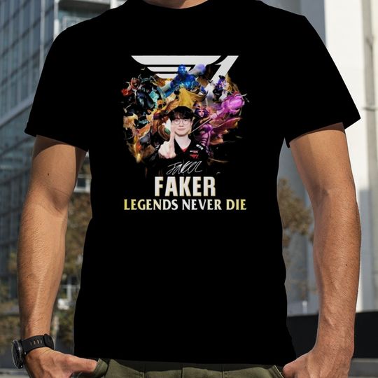 Discover League of Legends T1 Faker Legends Never Die Signature Shirt